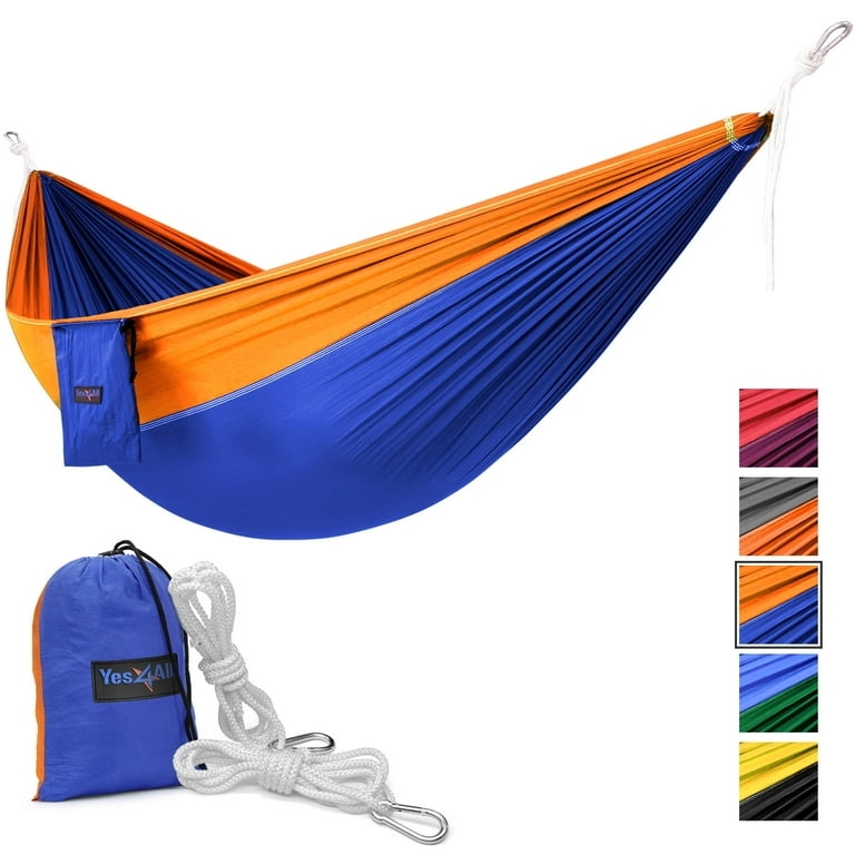 Two-Tone Camping Hammock, Blue and Orange Portable Design