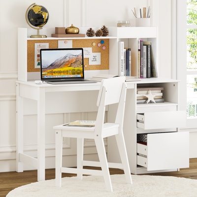 Two Tone Desk And Chair Set with Splayed Legs for Small Spaces