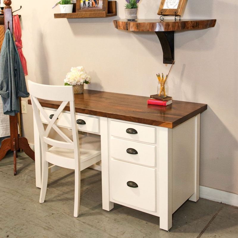 Two-Tone Walnut Writing Desk with X-Frame Sides