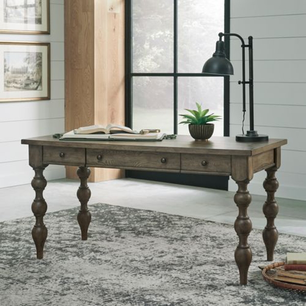 Two-Toned Farmhouse Executive Desk with Distressed Whitewash