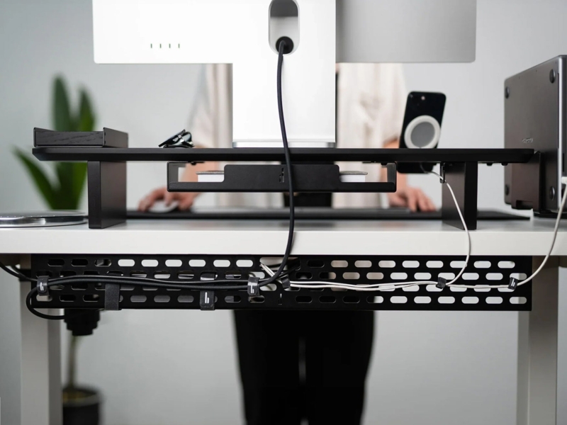 Under Desk Felt Cable Management Tray for Minimalist Workspaces