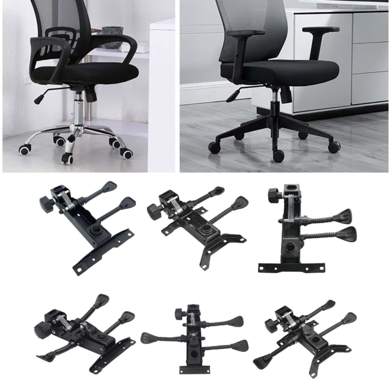 Underside Detail of Office Chair with Ribbed Tilt Tension Knob and Lever