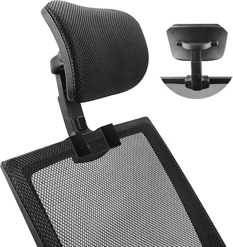 Universal Chair Headrest Dual Adjustment Knobs Mesh Support Cushion