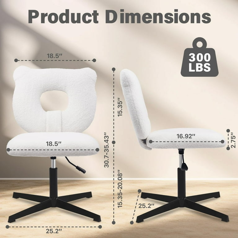 Vanity Chair White Boucle Cat Ear Pedestal Swivel