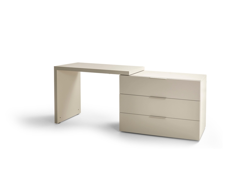 Vanity Set with Cantilevered Top and Integrated Dresser