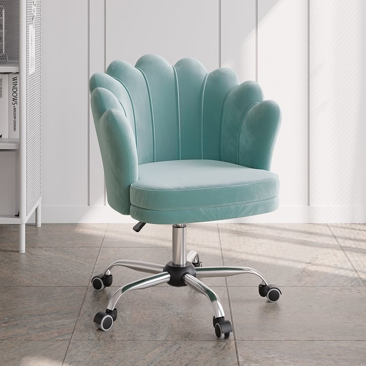 Velvet Office Chair, Glam Gold Base & Curved Back Silhouette
