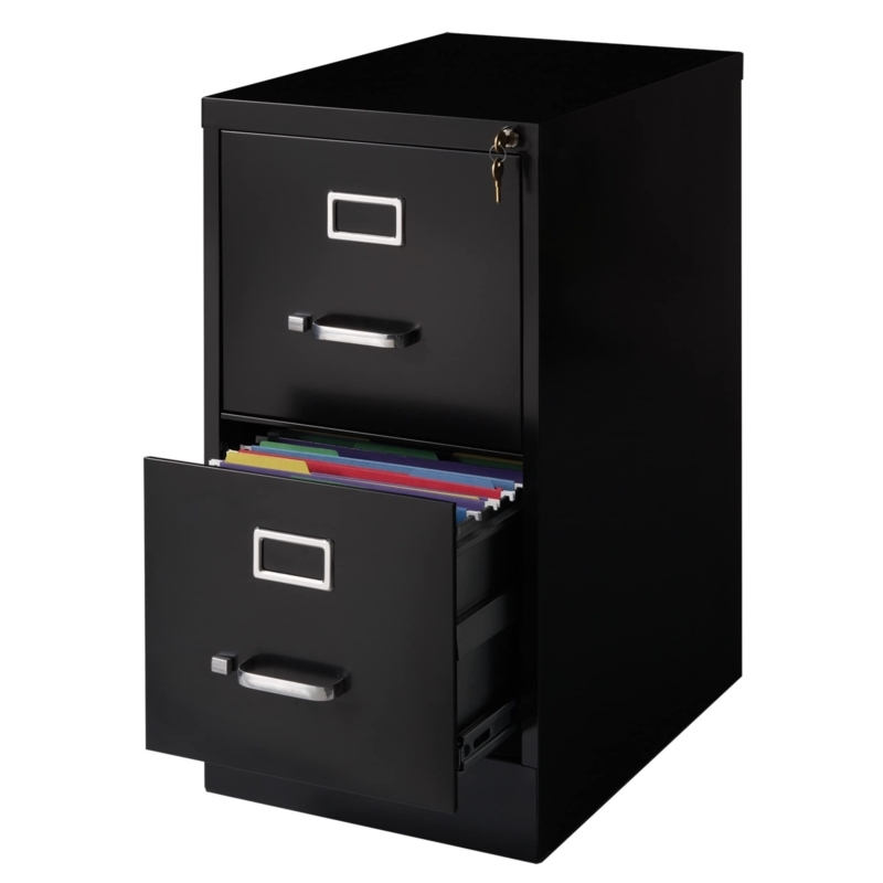 Vertical File Cabinet 2-Drawer Matte Finish with Recessed Silver Handles