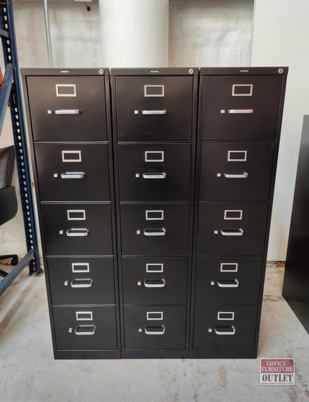 Vertical File Cabinet 5-Drawer Matte Metal Industrial Secure Locking