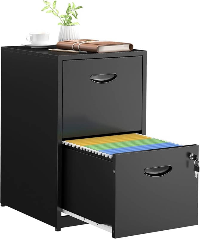 Vertical File Cabinet Metal Two Drawer Locking Mechanism