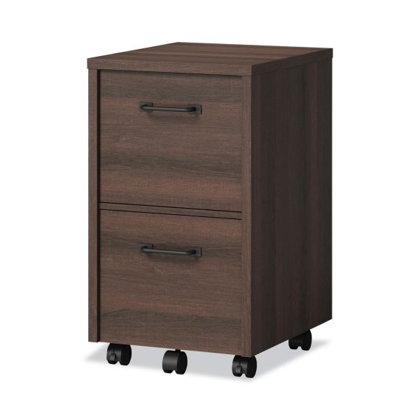 Vertical File Cabinet Modern Dark Brown Wood Toned Silver Bar Pulls