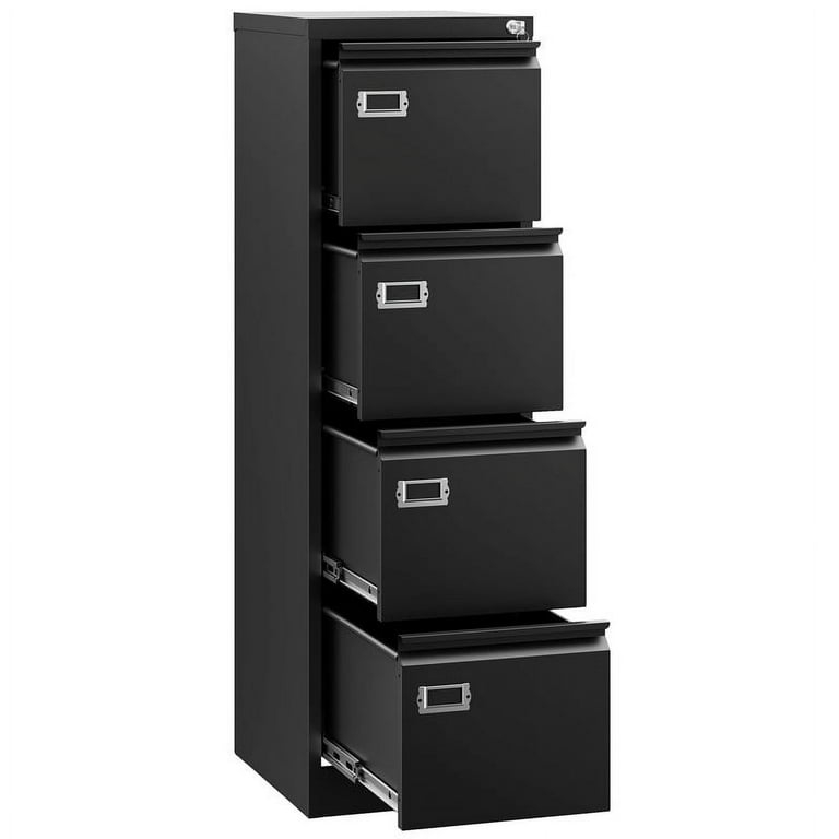 Vertical Filing Cabinet Metal Four Drawer Recessed Pulls