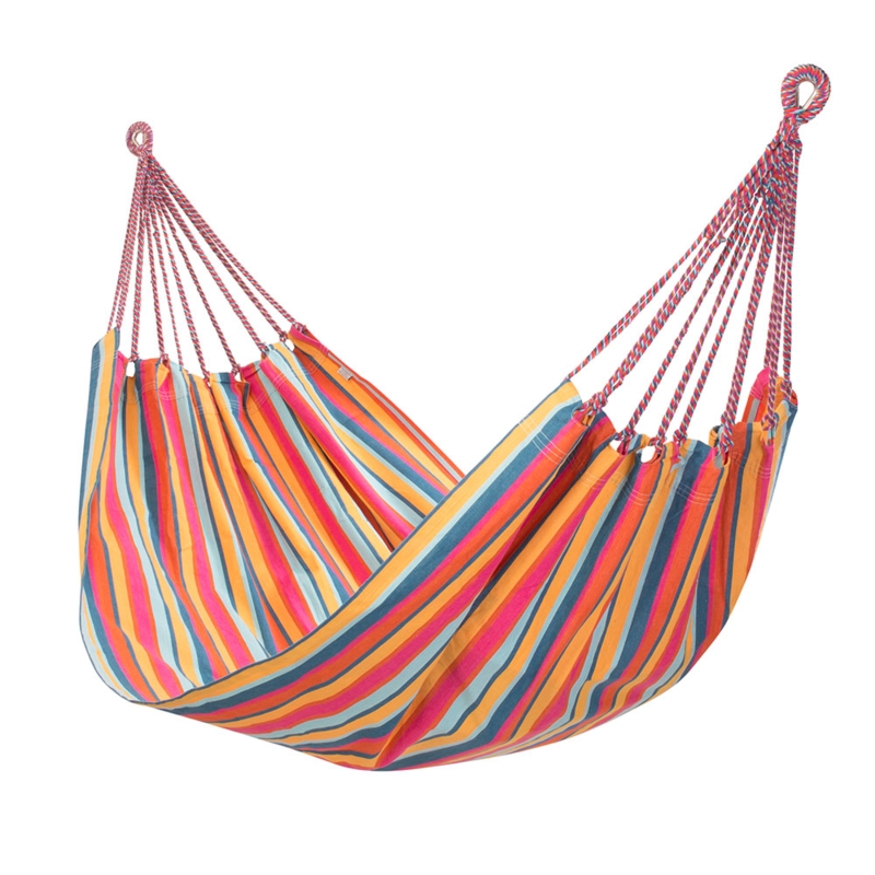 Vibrant Multicolored Striped Hammocks with Spreader Bars