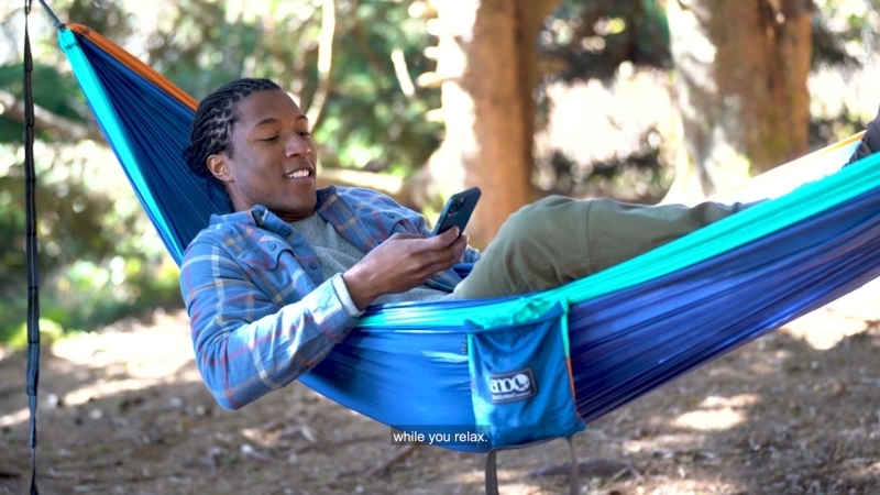 Vibrant Printed Pattern Hammock for Lakeside Camping Relaxation
