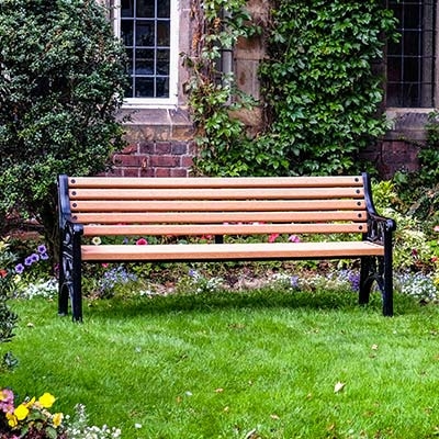 Victorian Garden Bench with Heritage Silhouette and Ornate Metal Frame