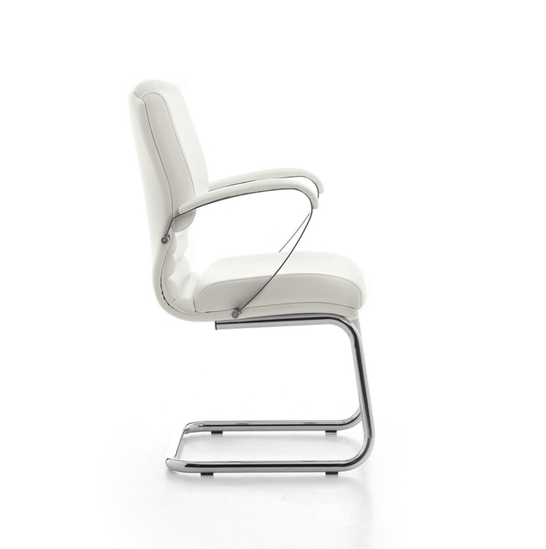 Visitor Chair Black Perforated Back Polished Steel Cantilever Base