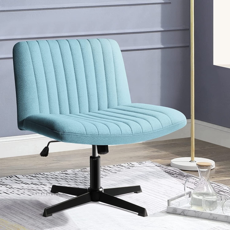 Vitesse Armless Fabric Office Desk Chair Height Adjustable Swivel Vanity  Seat with 360 Rotation -