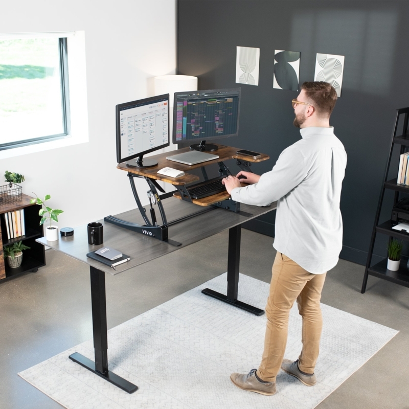 Vivo DESK-V000V Standing Desk Converter - Oak