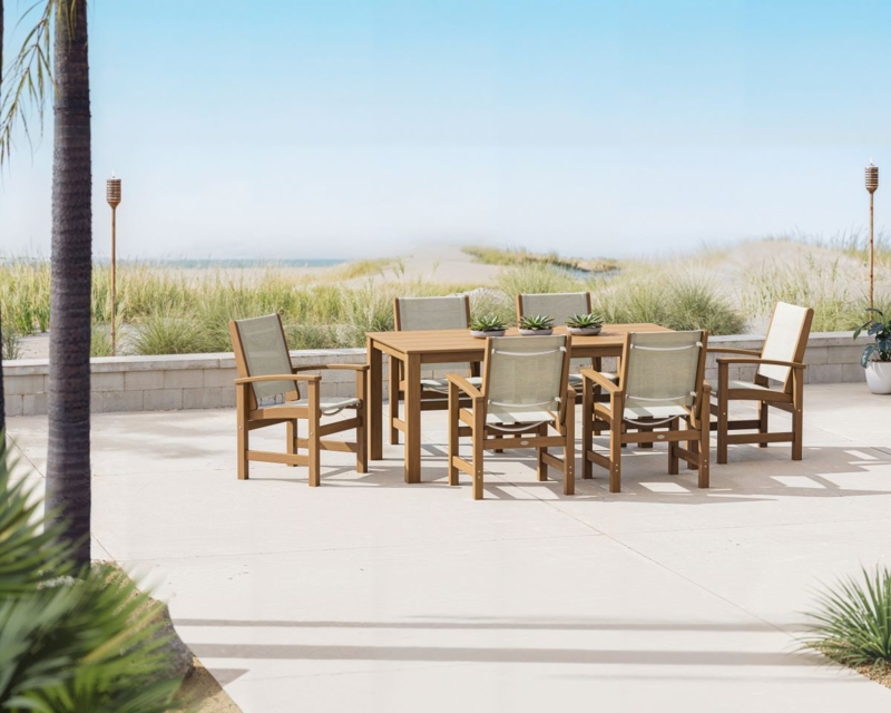 White Adirondack Chair Set with Matching Ottomans Coastal Deck Seating