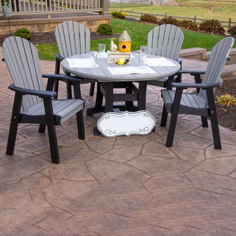 White Adirondack Patio Dining Set, Round Poly Resin Table