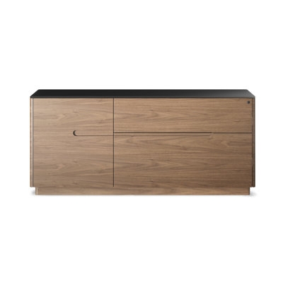 White and Gold Filing Cabinet with Polished Metal Base