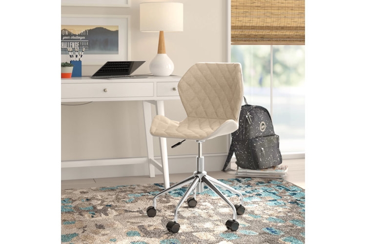 White Faux Leather Office Chair with Ribbed Chrome Base