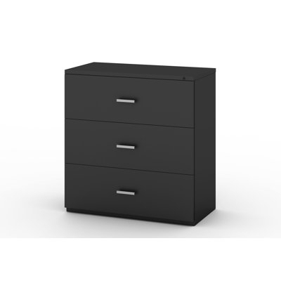 White Lateral Filing Cabinet with Matte Metal Finish