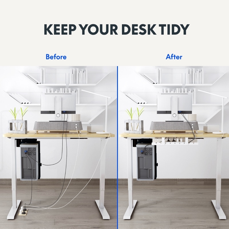 White Mesh Clamp-On Cable Management Tray for Ventilated Storage