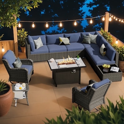 Wicker Patio Conversation Set, U-Shaped Sectional