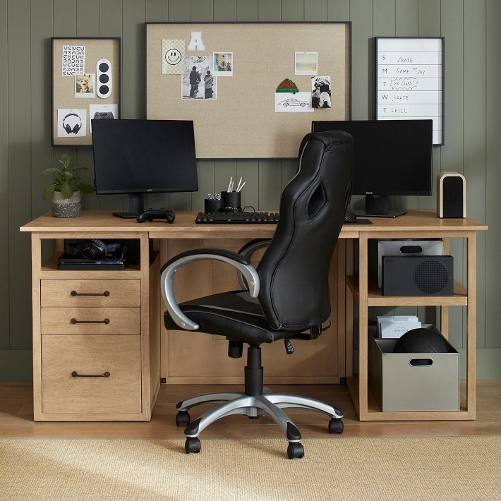 Wide 71-Inch Gaming Desk with K-Shaped Legs and Power Hub