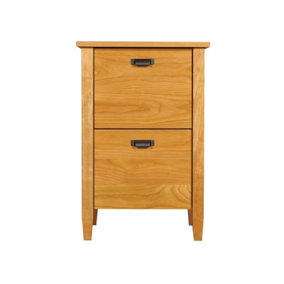 Wide Two Drawer Lateral Filing Cabinet in Satin Wood Finish