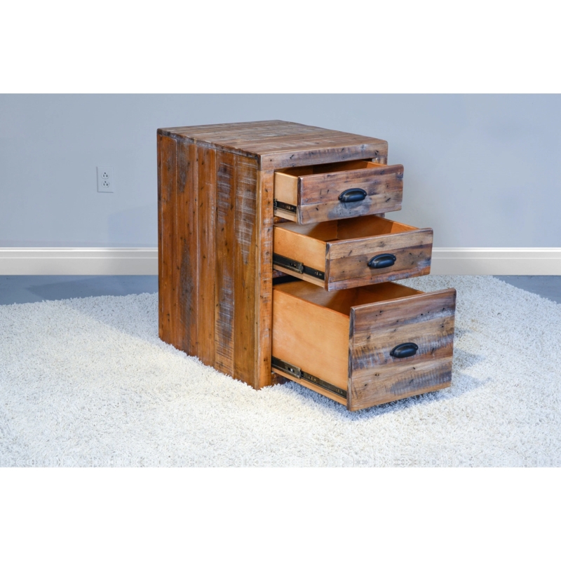Wood File Cabinet with Bin Pulls, Warm Amber 3-Drawer Storage