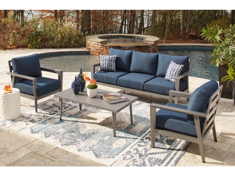 Woven Resin Outdoor Conversation Set with Round Slatted Table