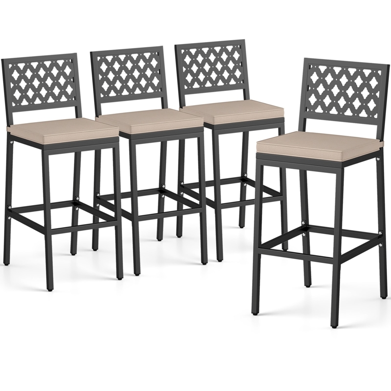 Woven Wicker Patio Seating, Brown Woven Back, Matte Black Metal Frame