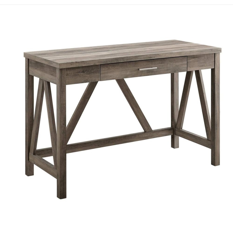 Writing Desk A-Frame Legs Wash Finish Center Drawer Rustic Farmhouse
