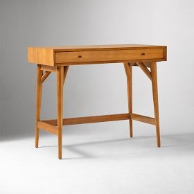 Writing Desk Acorn Finish Mini Profile Beveled Edges Tapered Legs
