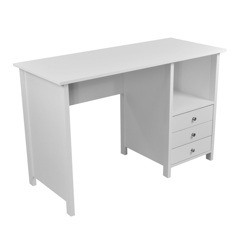 Writing Desk Asymmetrical Storage Pedestal Silver Frame Sled Base