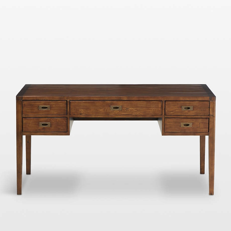 Writing Desk Chocolate Brown Finish Integrated Hutch