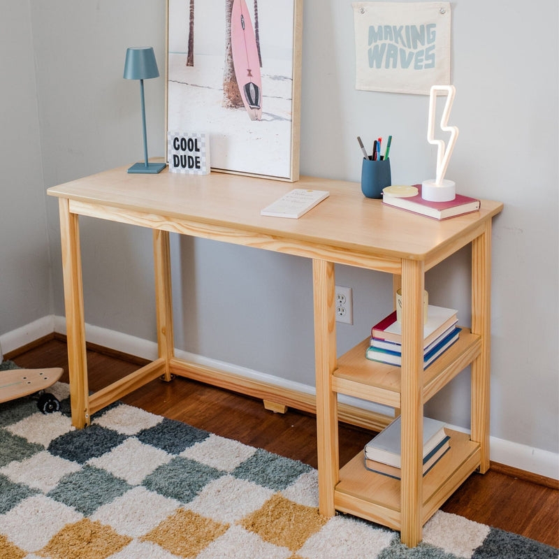 Writing Desk Clay Finish Integrated Shelves 55 Inch