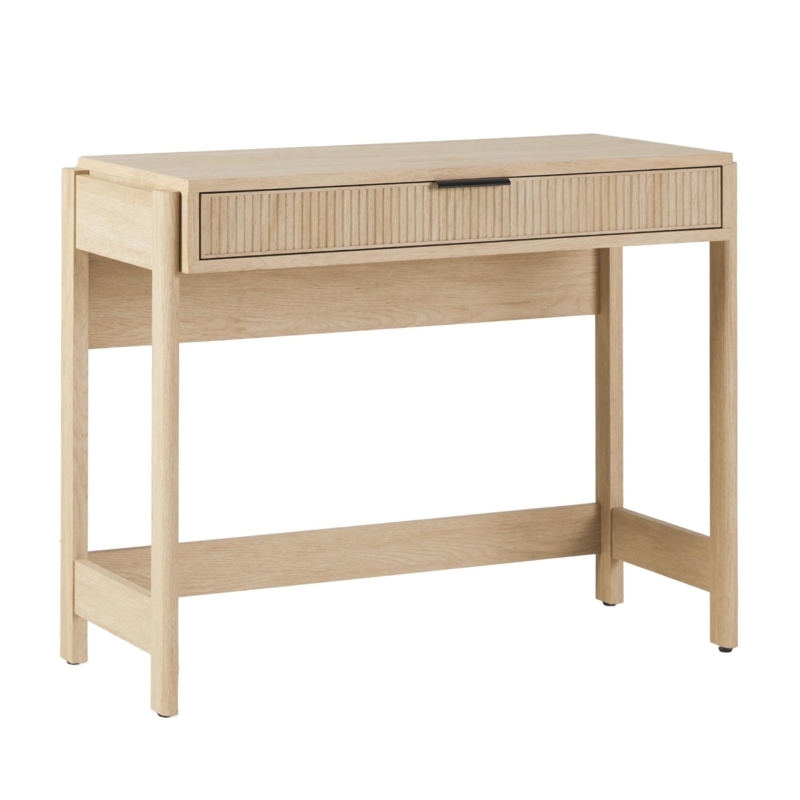 Writing Desk Coastal Oak Finish Reeded Drawer Front Desk Design