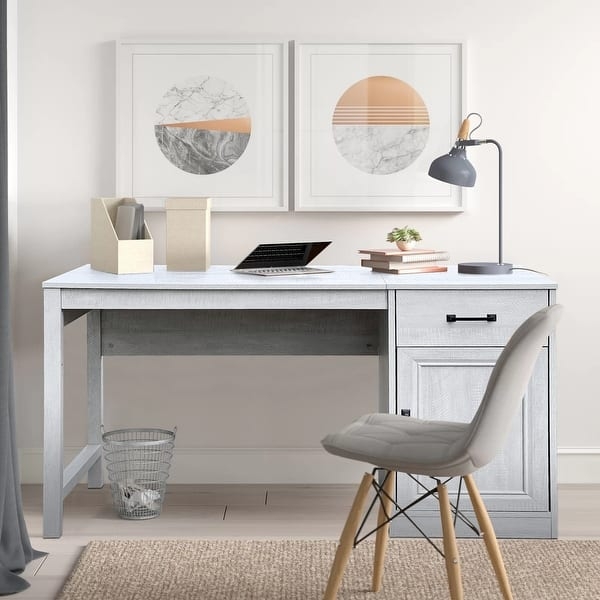 Writing Desk Compact Asymmetric Design Integrated Cabinet Small Space Solution