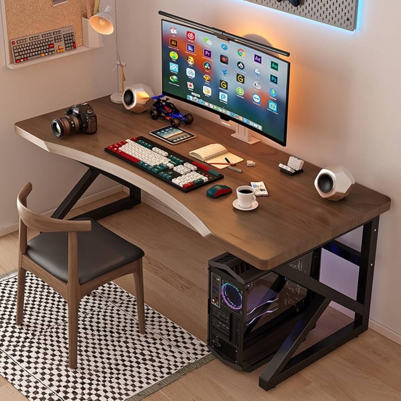 Writing Desk Curved Edges Angled Legs Minimalist Home Office