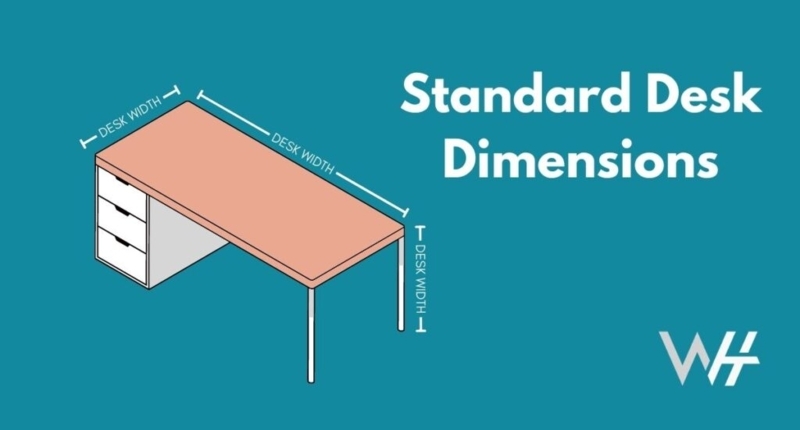 Writing Desk Dimension Graphic Overlay Wood Tapered Legs