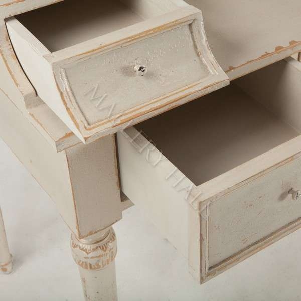 Writing Desk Distressed Walnut Finish Cabriole Legs French Country