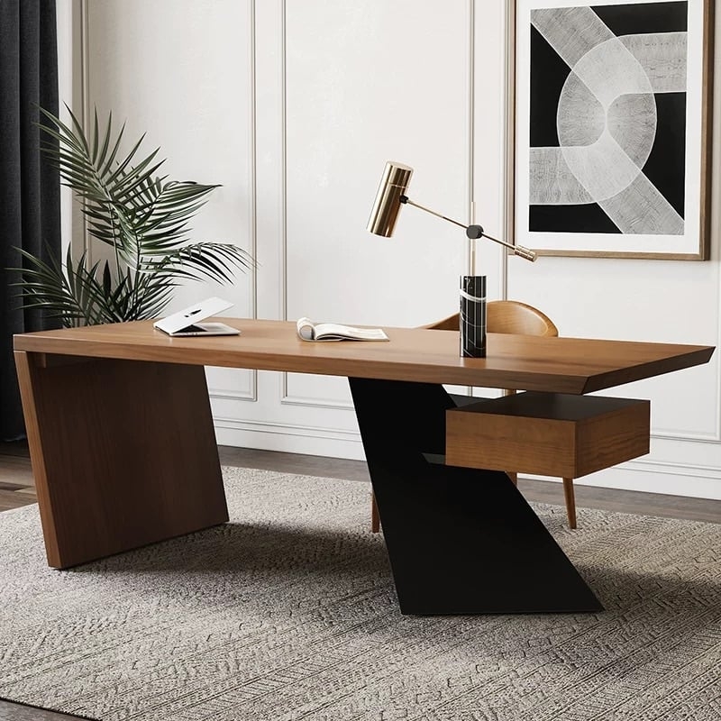Writing Desk Distressed Wood Top with Sled Style Legs