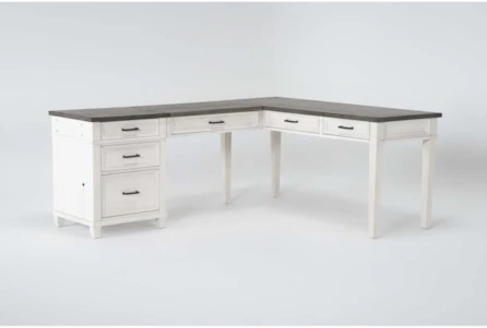 Writing Desk Dual-Tone Finish Tapered Legs Slim Profile Drawer Storage
