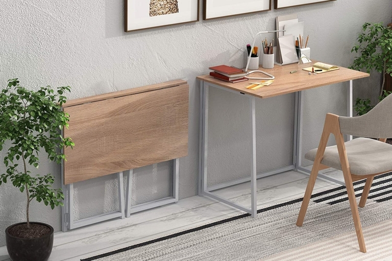 Writing Desk Fabric Storage Sling White Light Wood Modern Desk