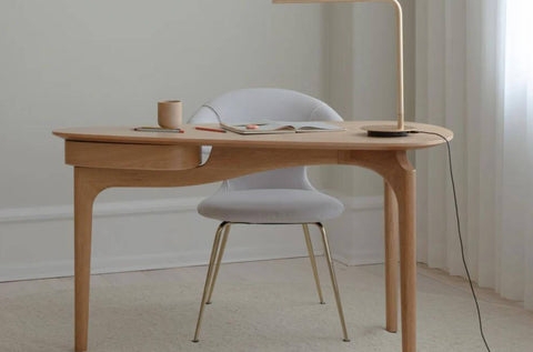 Writing Desk featuring an Integrated Hutch Shelf and Tapered Legs.