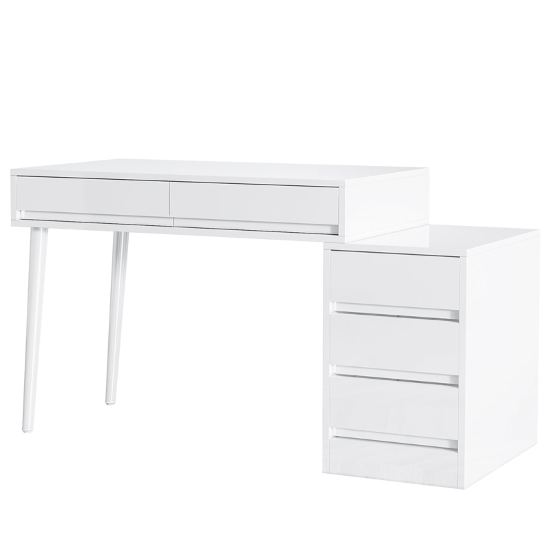 Writing Desk featuring Five Drawers and Gold Toned Hardware
