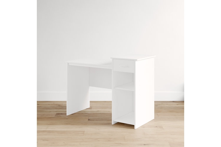 Writing Desk featuring Gold X-Frame Legs and White Two Drawer Top
