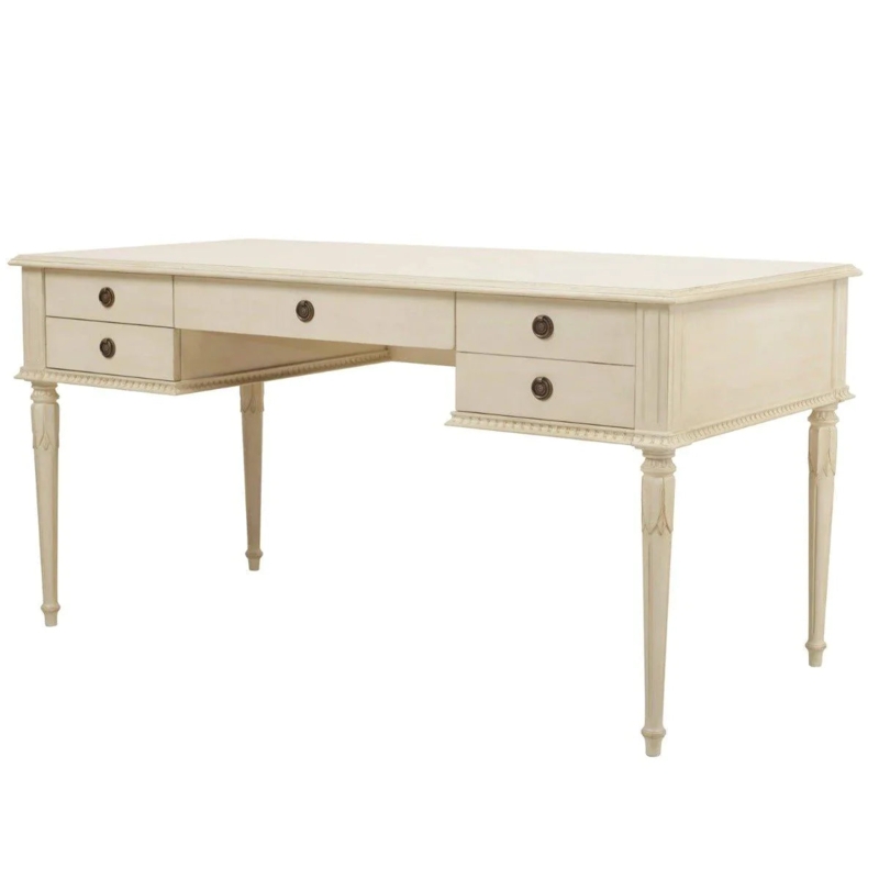 Writing Desk French Provincial with Cabriole Legs and Scalloped Apron